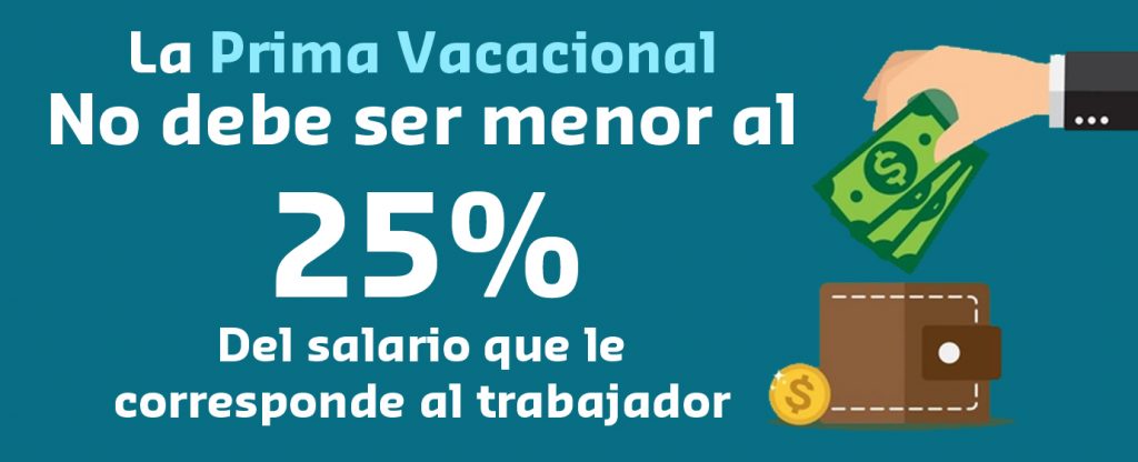 porcentaje de prima vacacional no debe ser menor al 25% del salario del trabajador