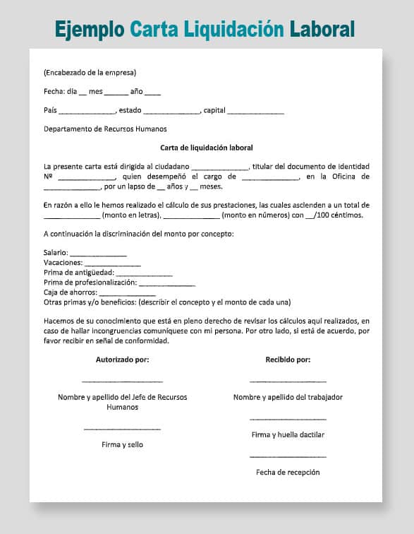 Carta de Liquidación Laboral ¿Qué es y Cómo se hace?