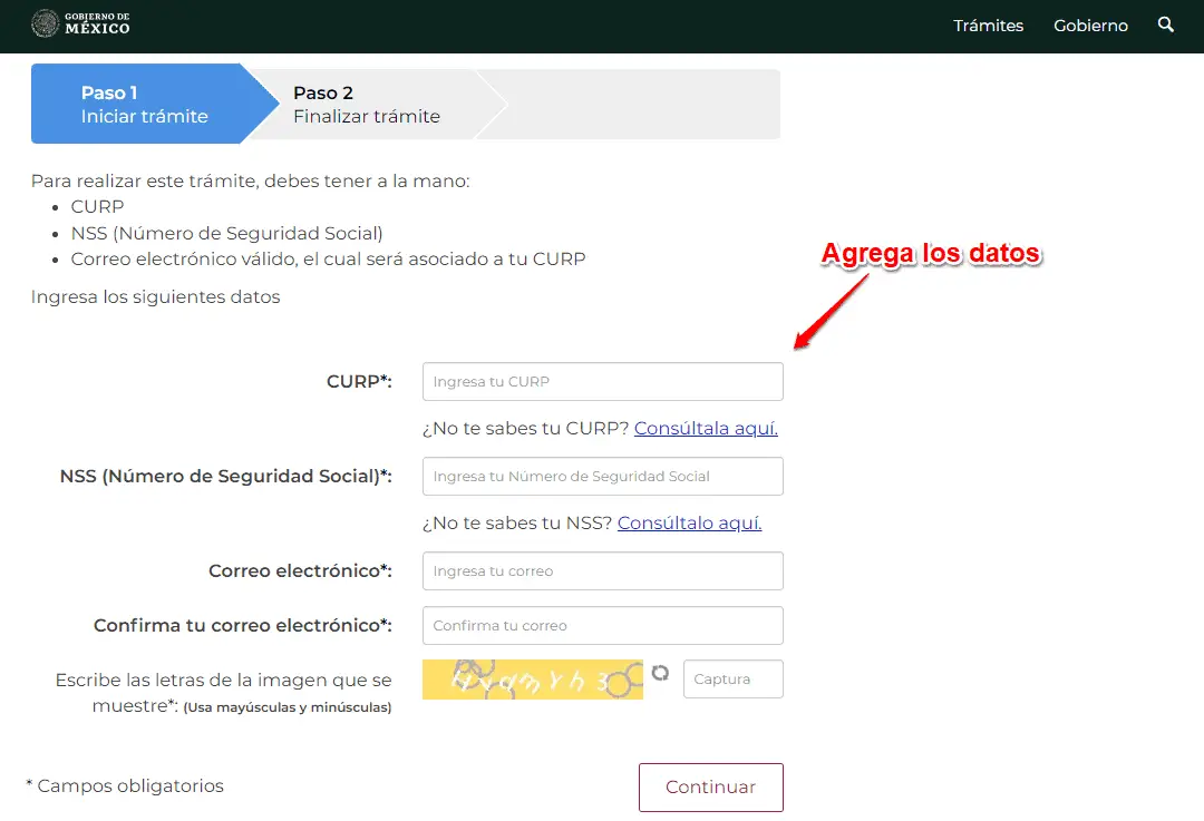 Cómo saber si estoy dado de alta en el seguro agregar los datos que te mencione al inicio y ponerlos en el formulario