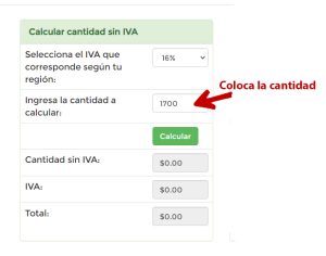 Después debes colocar la cantidad de la que deseas conocer el IVA.