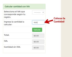 El siguiente paso es poner la cantidad de la que deseas conocer el IVA.