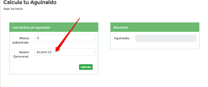 Posteriormente debes colocar el salario quincenal que percibe el trabajador