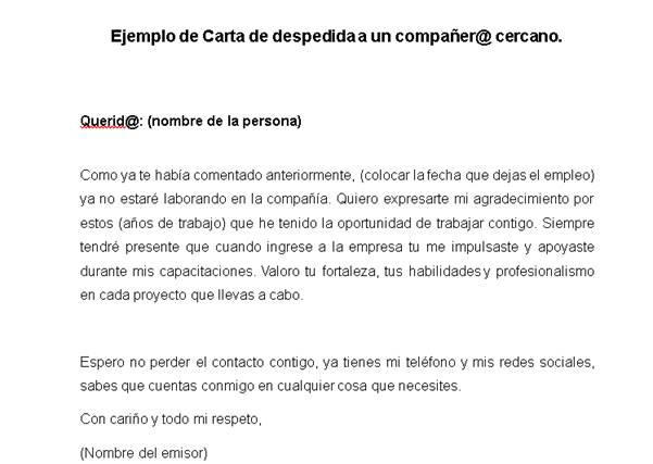 Qué debe tener una carta de despedida laboral?