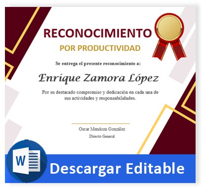 Reconocimiento de trabajo. Diseño editable 